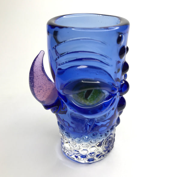 Eli Mazet Sculpted Eye Shot Glass 3" Blue